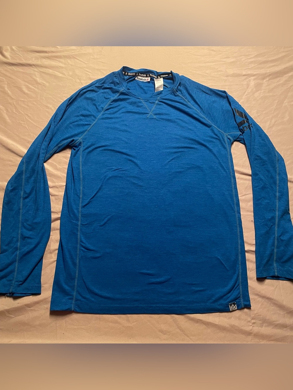 Reebok Men’s Long Sleeve Athletic Top in Blue - Activewear Gear - Size Medium